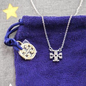 Tory Burch Kira Pave Delicate Necklace Silver